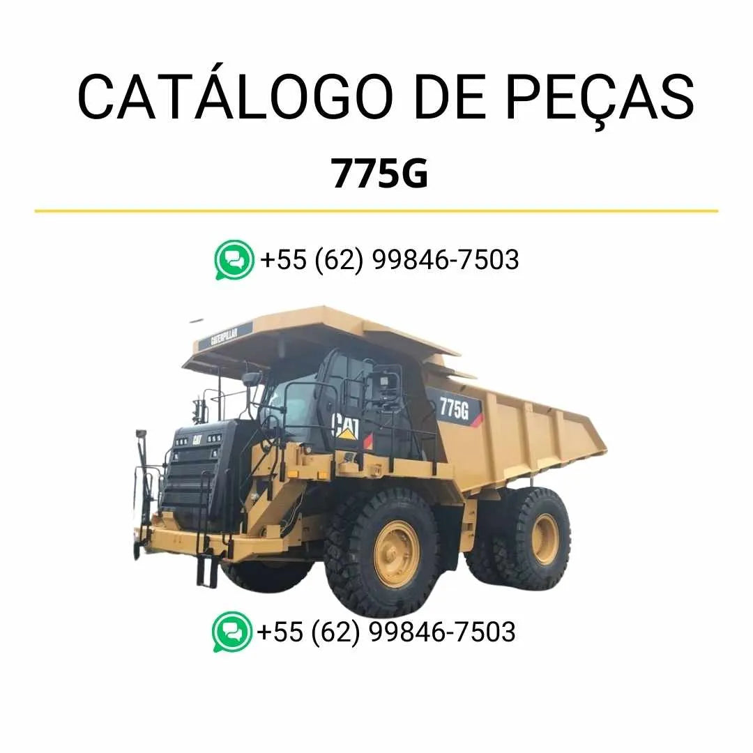 Catálogo de peças Caterpillar 775G em PDF com ilustrações técnicas detalhadas e lista completa dos componentes originais do caminhão basculante.