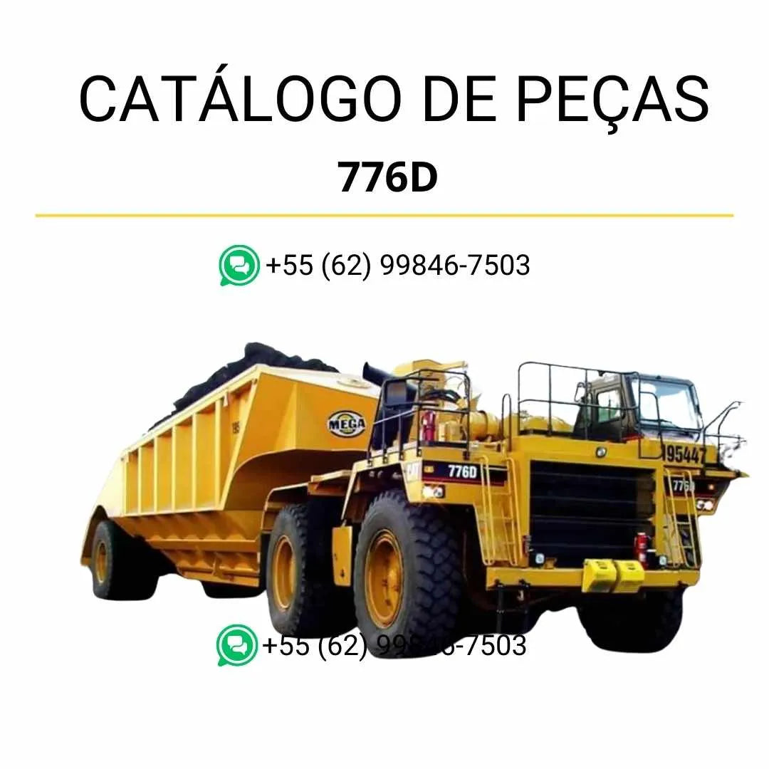 Catálogo de peças Caterpillar 776D em PDF com diagramas técnicos e lista completa dos componentes originais do trator de grande porte.
