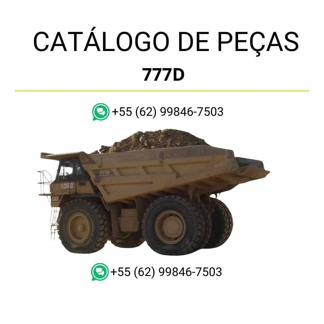 Catálogo de peças Caterpillar 777D em PDF com ilustrações técnicas detalhadas e lista completa dos componentes originais do caminhão basculante.