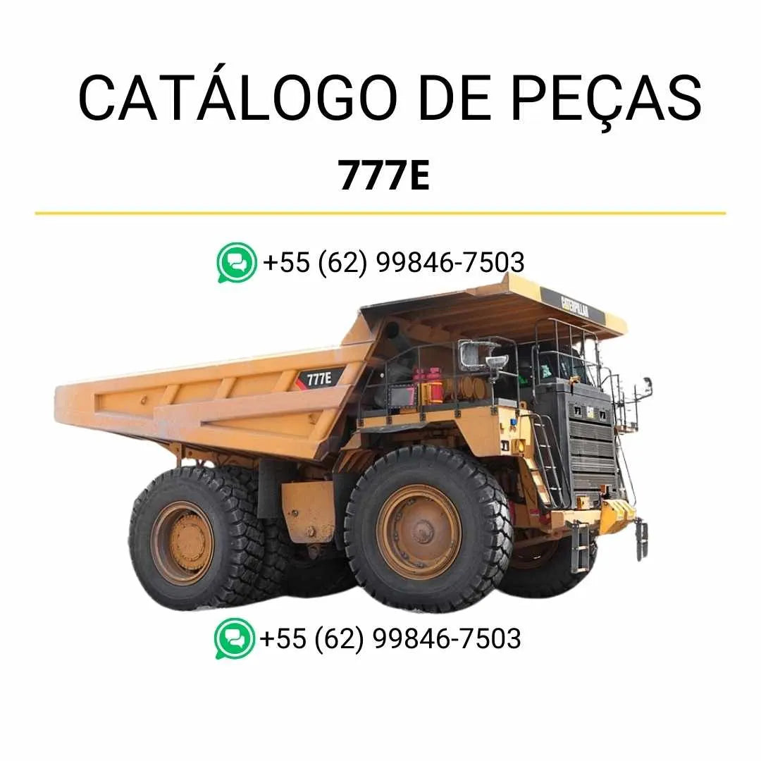 Catálogo de peças Caterpillar 777E em PDF com diagramas detalhados e lista completa dos componentes originais do caminhão de pedreira.