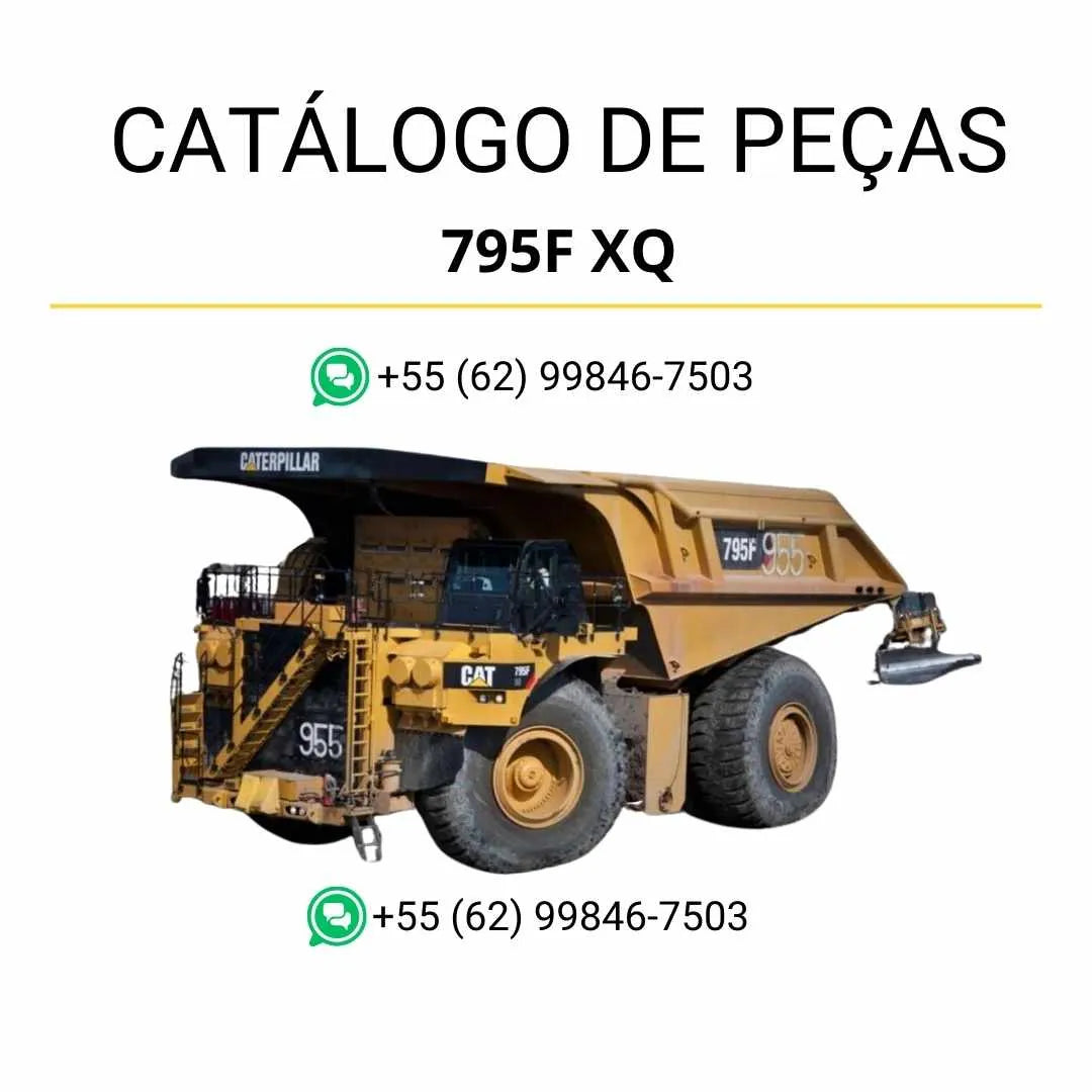 Catálogo de peças Caterpillar 795F XQ em PDF com diagramas técnicos completos e relação detalhada dos componentes originais do caminhão basculante.
