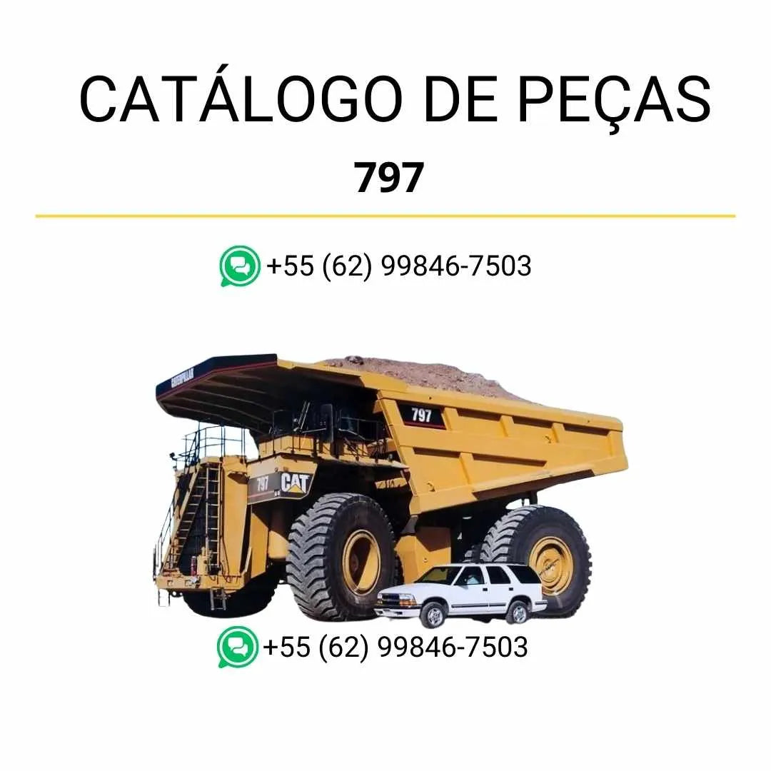 Catálogo de peças Caterpillar 797 em PDF com ilustrações técnicas e lista detalhada dos componentes originais do caminhão basculante de grande porte.