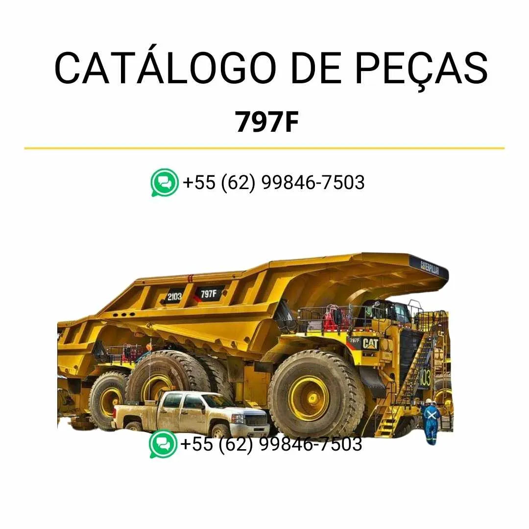Catálogo de peças Caterpillar 797F em PDF com diagramas detalhados e identificação completa dos componentes originais do caminhão basculante.