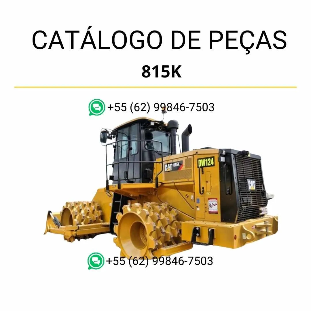 Catálogo de peças Caterpillar 815K em PDF com diagramas técnicos e lista completa de componentes do compactador de solo.