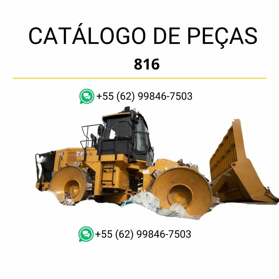 Catálogo de peças Caterpillar 816 em PDF com ilustrações detalhadas e identificação completa dos componentes do compactador de aterro.