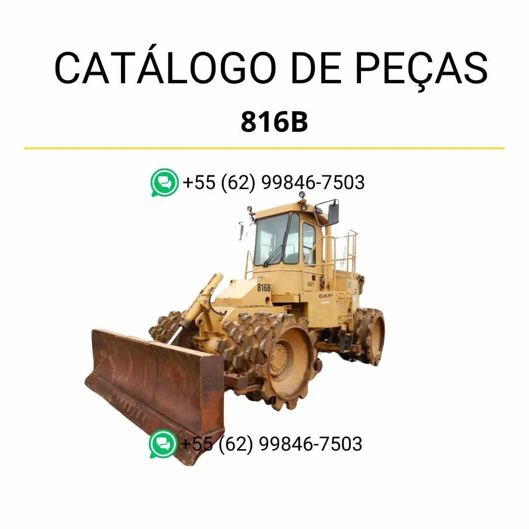 Catálogo de peças Caterpillar 816B em PDF com diagramas técnicos e códigos originais do compactador de aterro.