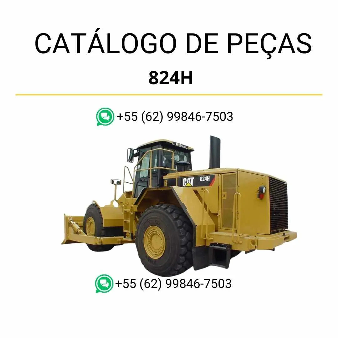 Catálogo de peças Caterpillar 824H em PDF com ilustrações técnicas e lista detalhada de componentes originais para reposição.