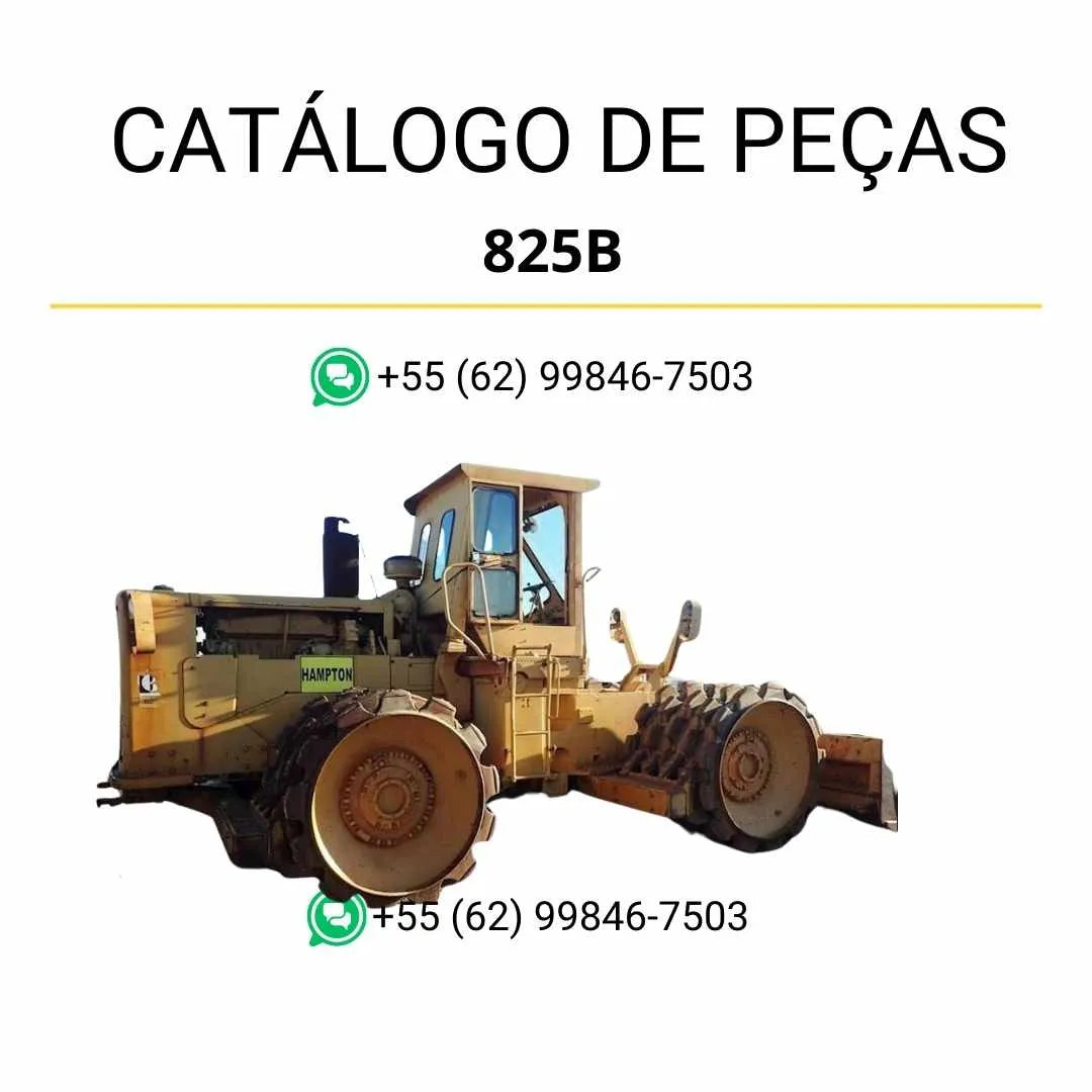 Catálogo de peças Caterpillar 825B em PDF com lista detalhada de componentes e diagramas do compactador de solo.