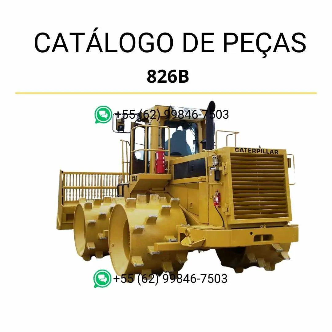 Catálogo de peças Caterpillar 826B em PDF com lista completa de componentes originais do compactador de aterro.