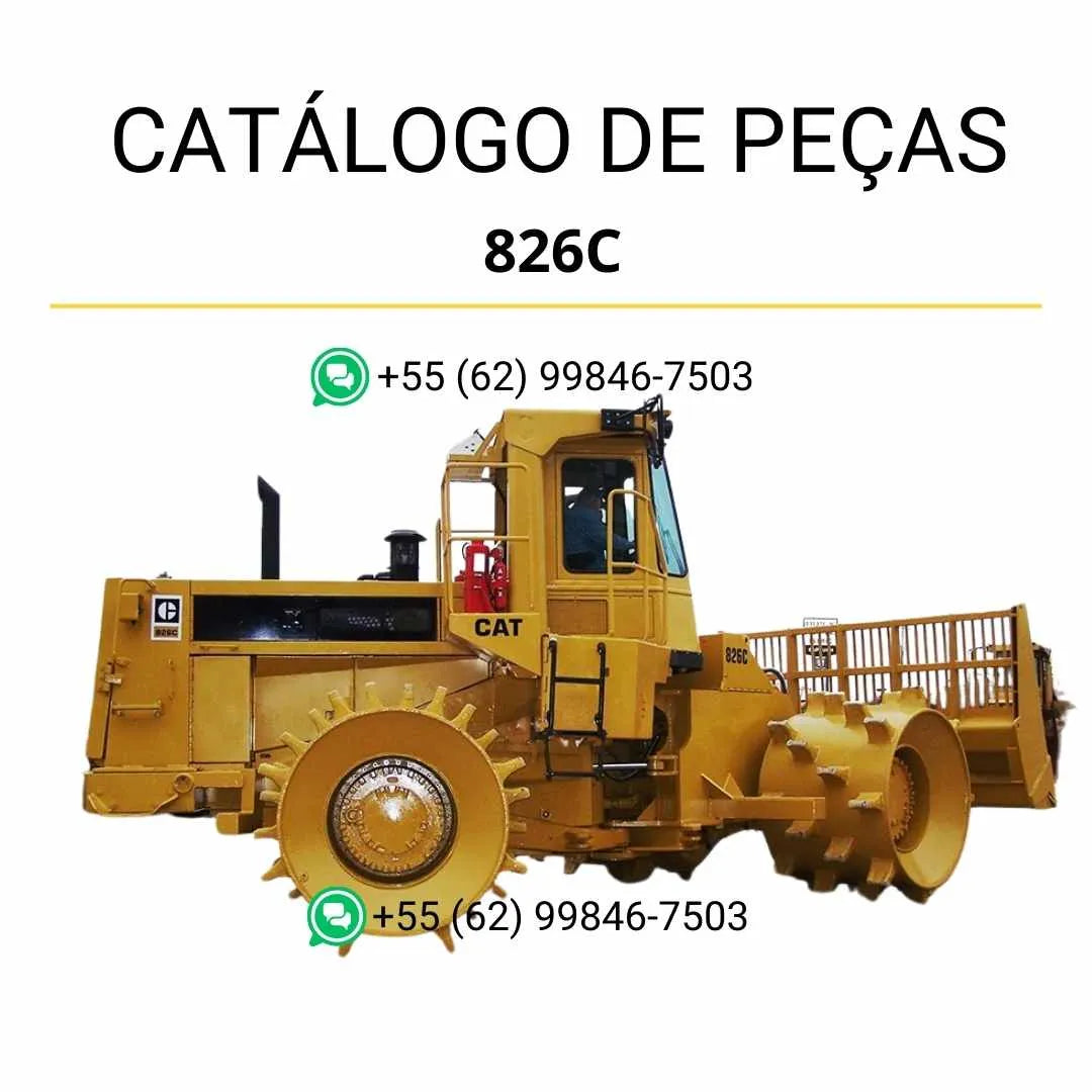 Catálogo de peças Caterpillar 826C em PDF com ilustrações técnicas detalhadas para o compactador de aterro.