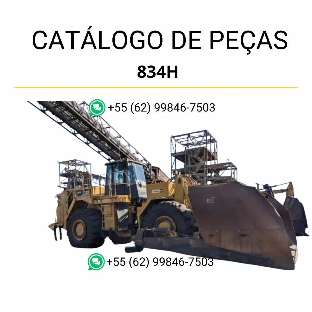 Catálogo de peças Caterpillar 834H em PDF com ilustrações técnicas detalhadas e identificação completa dos componentes originais do trator de rodas.