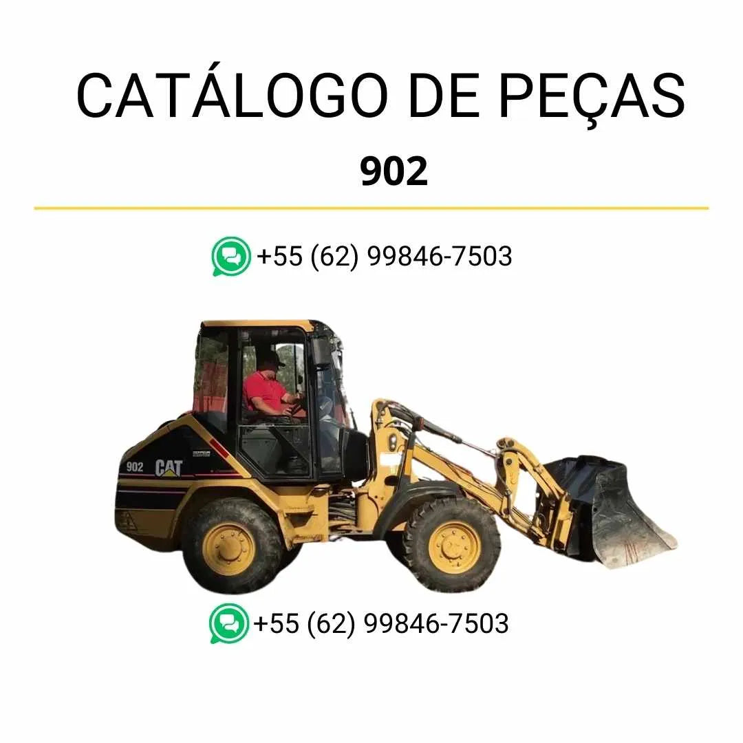 Catálogo de peças Caterpillar 902 em PDF com ilustrações detalhadas e lista completa de componentes originais da carregadeira compacta.