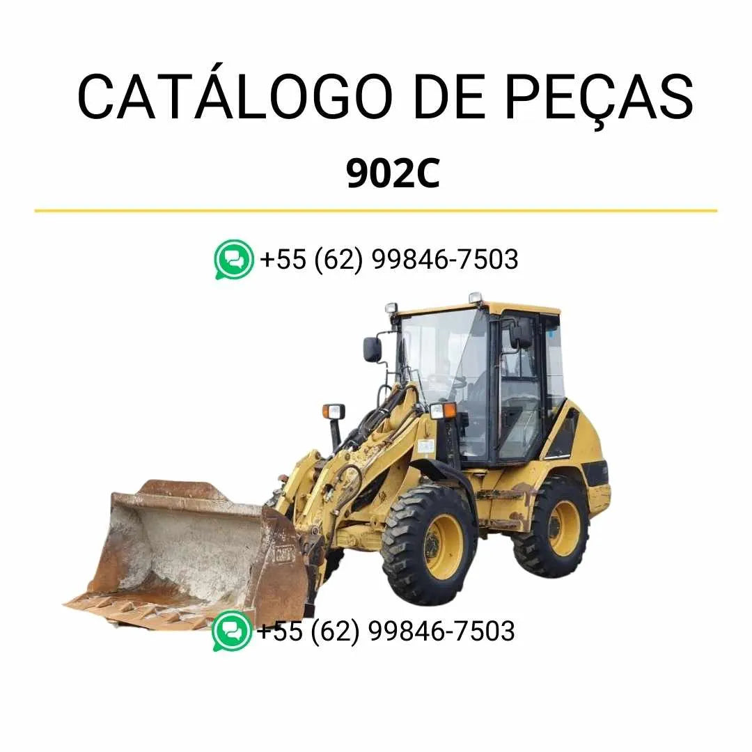 Catálogo de peças Caterpillar 902C em PDF, carregadeira de rodas compacta com ilustrações técnicas precisas e relação completa de componentes originais.