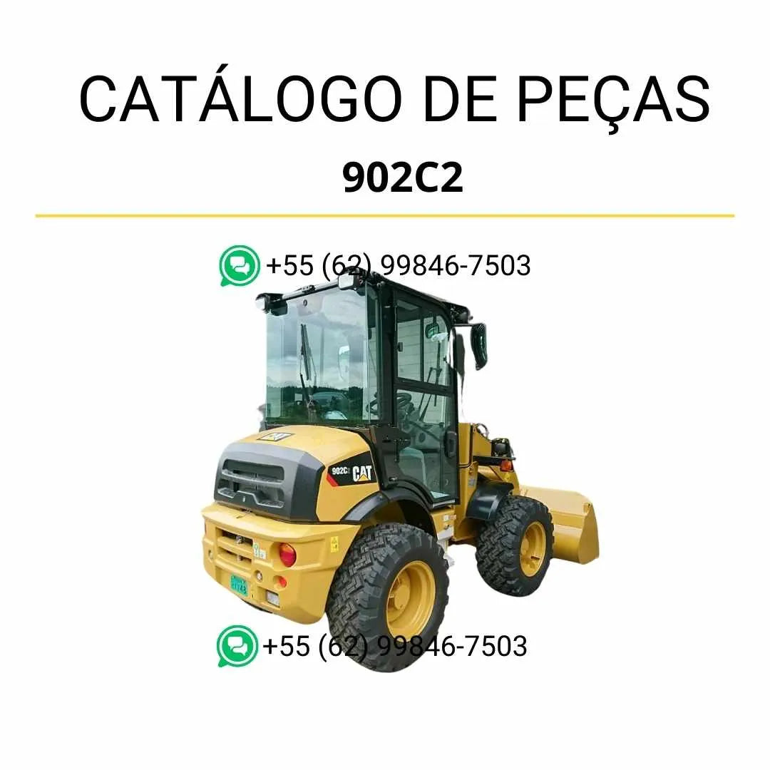 Catálogo de peças Caterpillar 902C2 em PDF, carregadeira de rodas compacta com diagramas técnicos detalhados e lista completa de componentes originais.