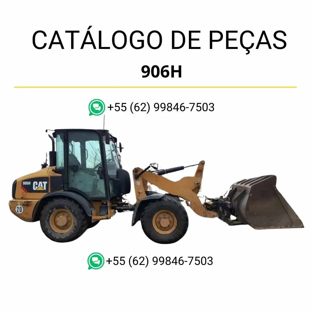 Catálogo de peças Caterpillar 906H em PDF com diagramas detalhados e lista completa de componentes originais da carregadeira compacta.