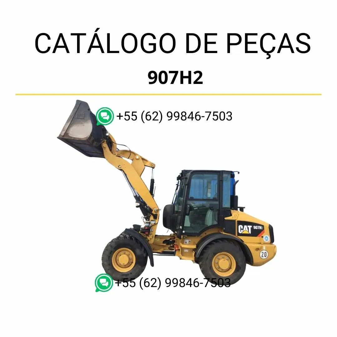 Catálogo de peças Caterpillar 907H2 em PDF com diagramas técnicos detalhados e identificação completa dos componentes da carregadeira compacta.