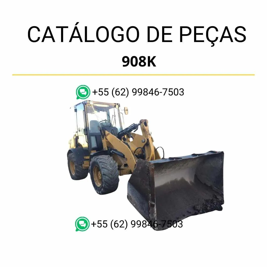 Catálogo de peças Caterpillar 908K em PDF com diagramas ilustrados e lista completa de componentes originais da carregadeira de rodas.