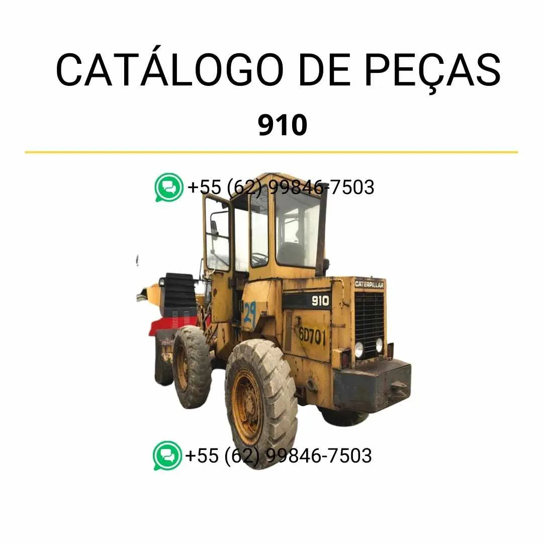 Catálogo de peças Caterpillar 910 em PDF com diagramas técnicos ilustrados e lista detalhada de componentes da carregadeira de rodas compacta.