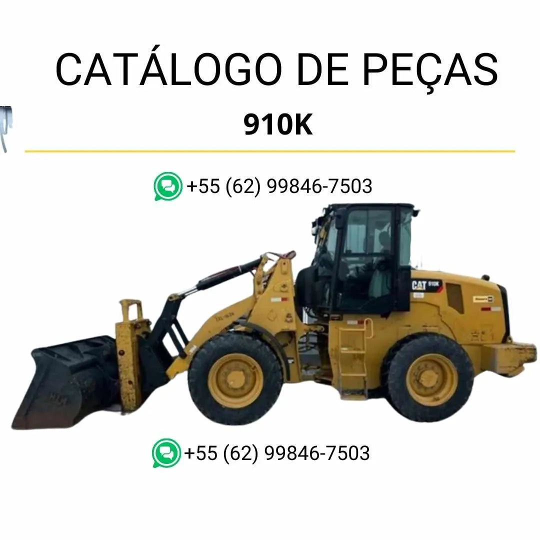Catálogo de peças Caterpillar 910K em PDF com ilustrações técnicas precisas e lista detalhada de componentes da carregadeira de rodas compacta.