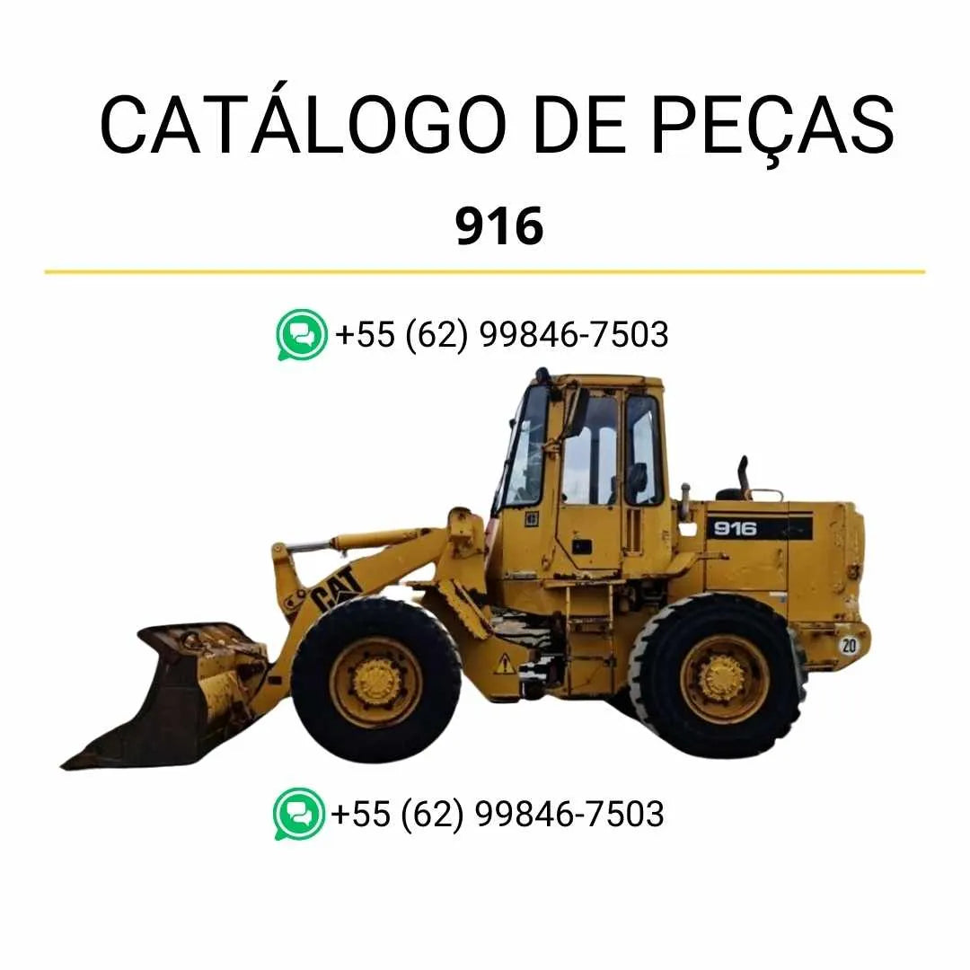 Catálogo de peças Caterpillar 916 em PDF com diagramas técnicos e lista detalhada de componentes originais da pá carregadeira de rodas.