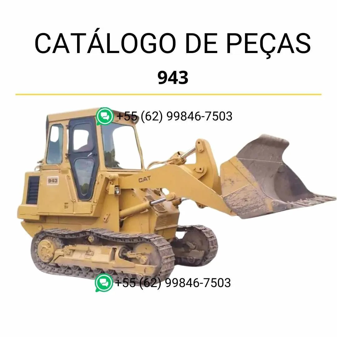 Catálogo de peças Caterpillar 943 em PDF com ilustrações detalhadas e lista completa de componentes originais.