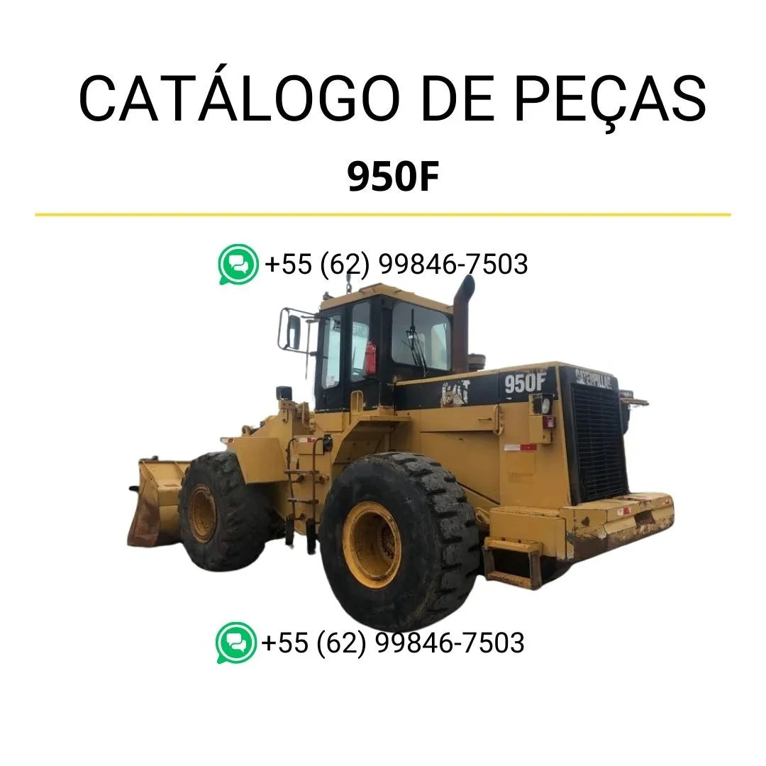 Catálogo de peças Caterpillar 950F em PDF com diagramas detalhados e identificação precisa dos componentes da carregadeira de rodas.