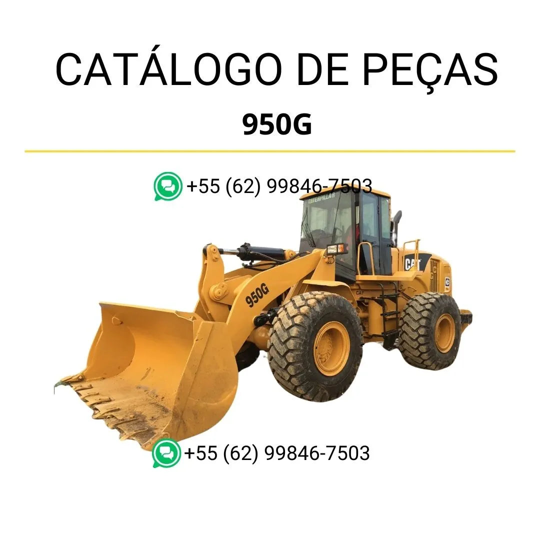 Catálogo de peças Caterpillar 950G em PDF com diagramas completos e identificação detalhada dos componentes da carregadeira de rodas.
