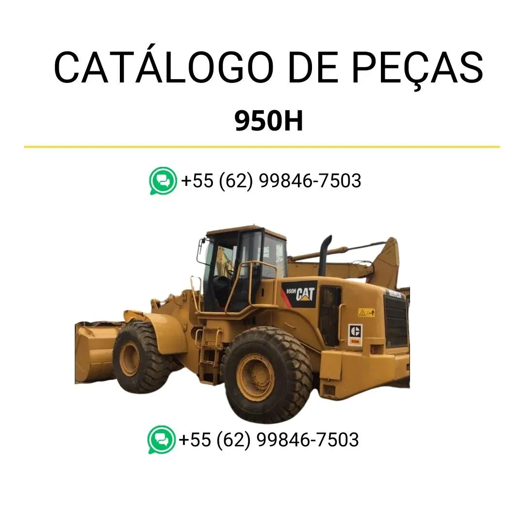 Catálogo de peças Caterpillar 950H em PDF com ilustrações técnicas detalhadas da carregadeira de rodas.