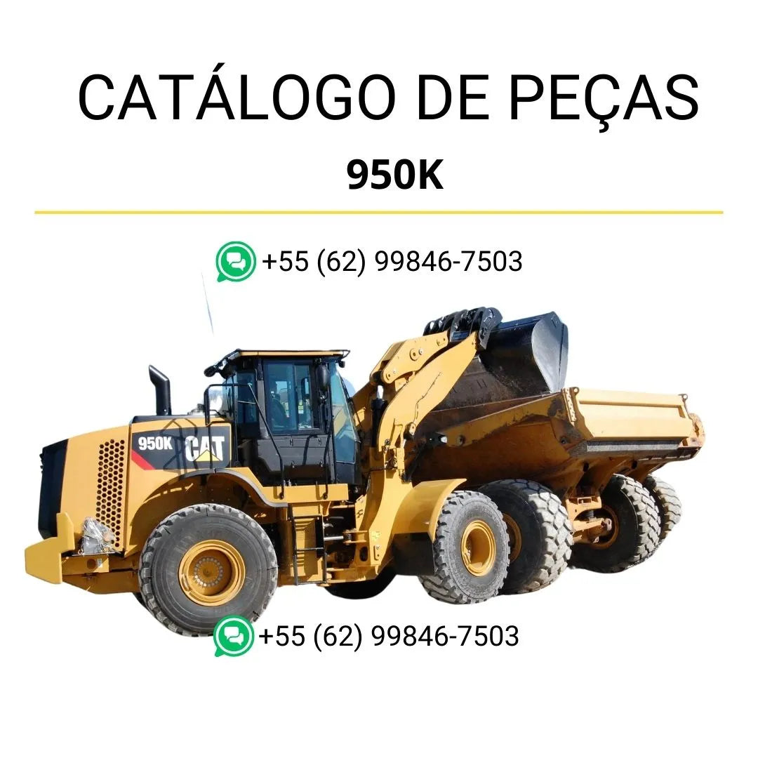 Catálogo de peças Caterpillar 950K em PDF com ilustrações técnicas detalhadas e guia completo de componentes originais da carregadeira de rodas.