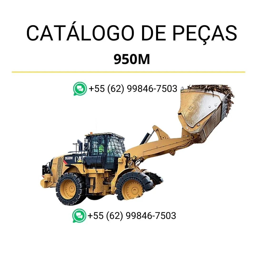 Catálogo de peças Caterpillar 950M em PDF com ilustrações técnicas detalhadas e guia completo de componentes originais da carregadeira de rodas.