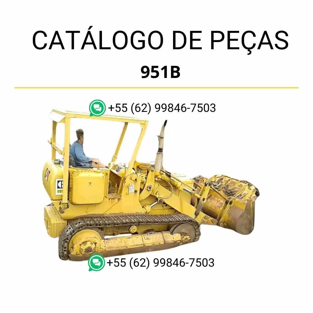 Catálogo de peças Caterpillar 951B em PDF com diagramas técnicos detalhados e lista completa de componentes originais da carregadeira de esteira.