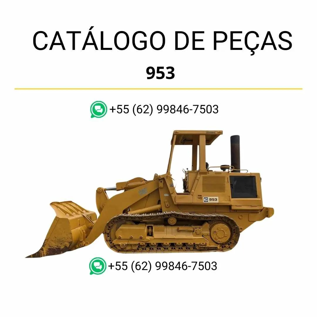 Catálogo de peças Caterpillar 953 em PDF com ilustrações técnicas precisas e lista completa de componentes originais da carregadeira de esteira.