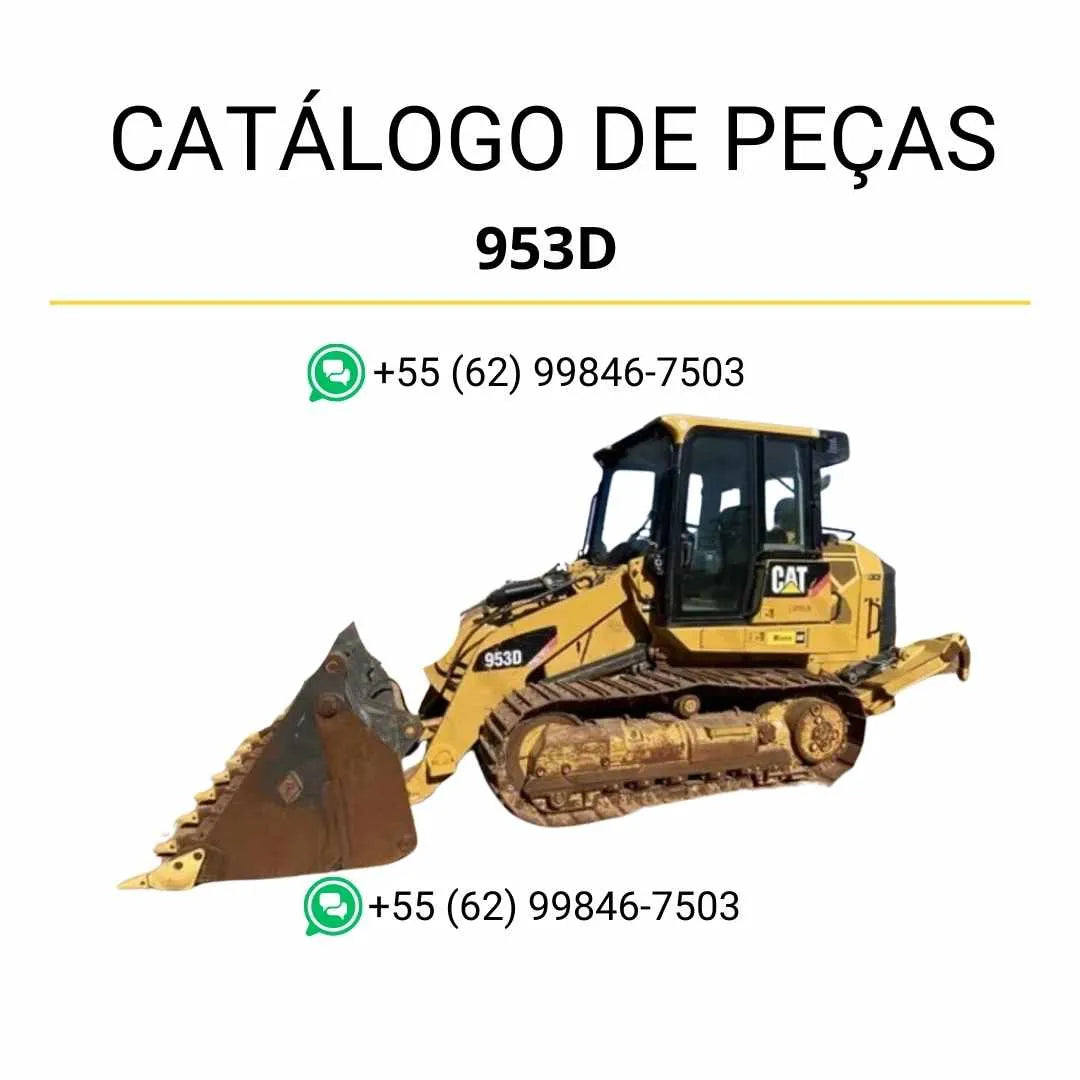 Catálogo de peças Caterpillar 953D em PDF com diagramas técnicos detalhados e lista completa de componentes originais da carregadeira de esteira.