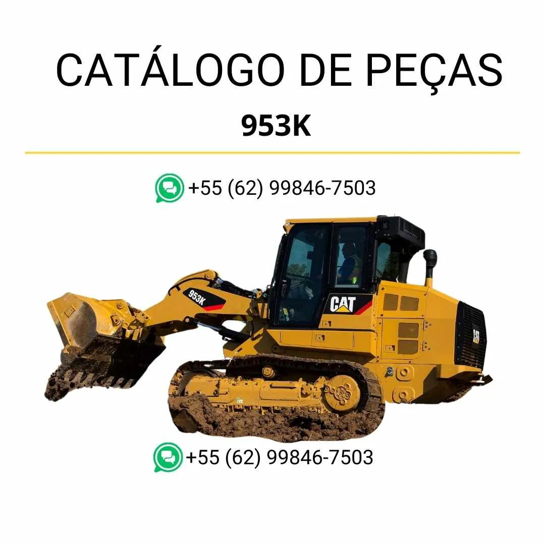 Catálogo de peças Caterpillar 953K em PDF com ilustrações técnicas detalhadas e lista completa de componentes originais da carregadeira de esteira.
