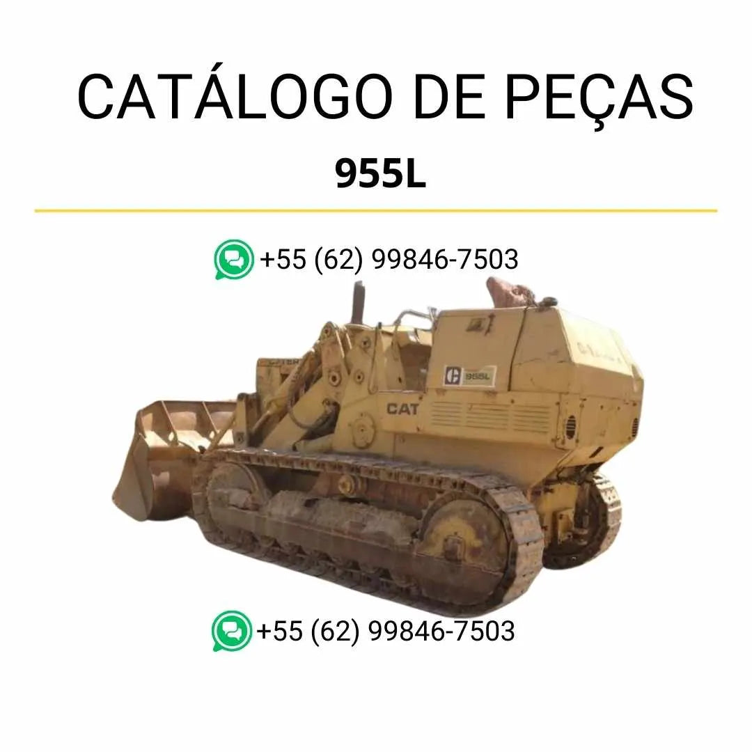 Catálogo de peças Caterpillar 955L em PDF com ilustrações técnicas detalhadas e lista completa de componentes originais da carregadeira de esteira.