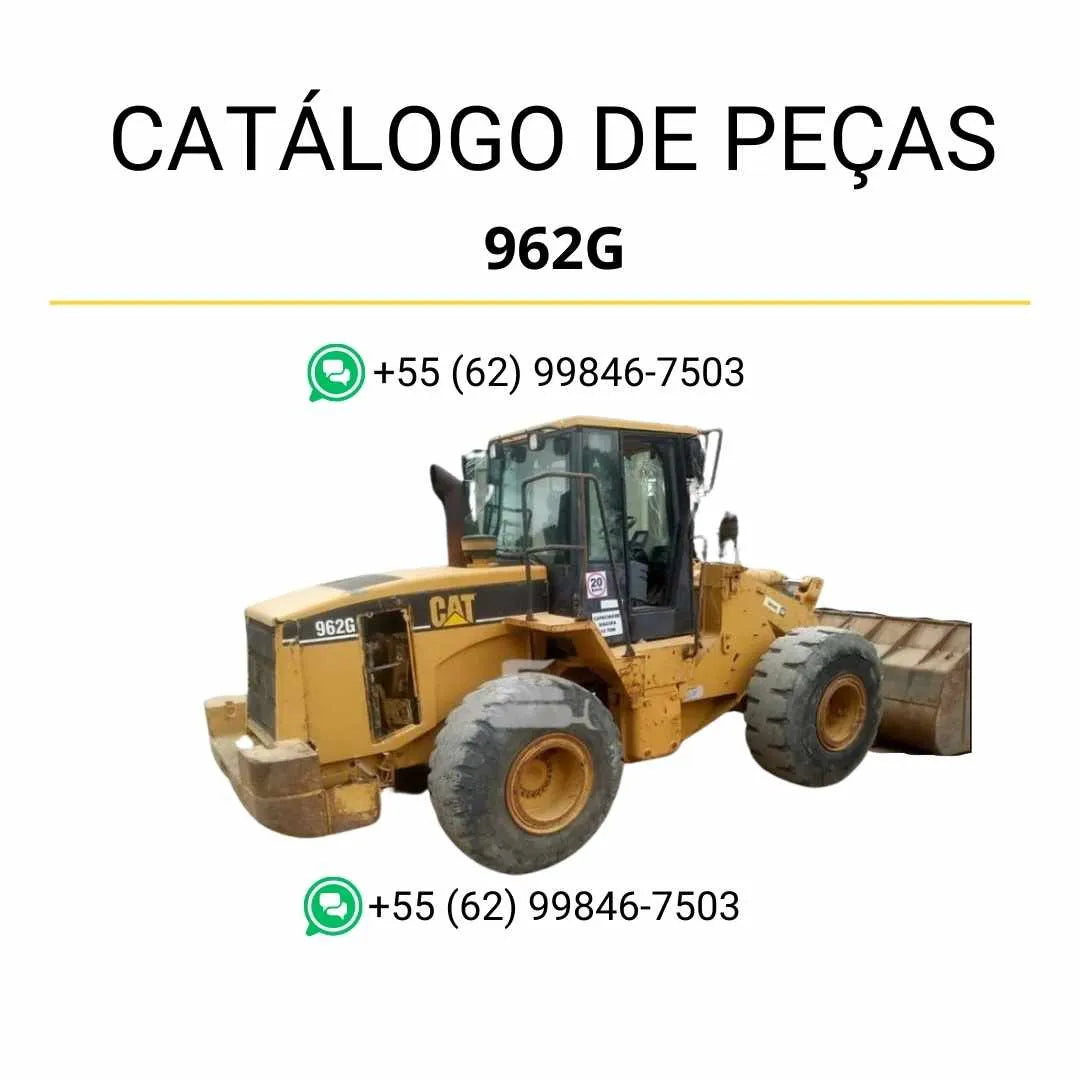 Catálogo de peças Caterpillar 962G em PDF com ilustrações técnicas detalhadas e lista completa de componentes originais da carregadeira.