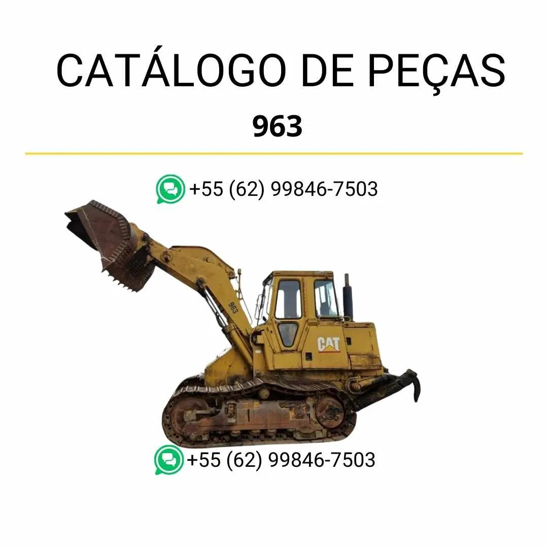 Catálogo de peças Caterpillar 963 em PDF com diagramas técnicos detalhados e lista completa de componentes originais da carregadeira de esteira.
