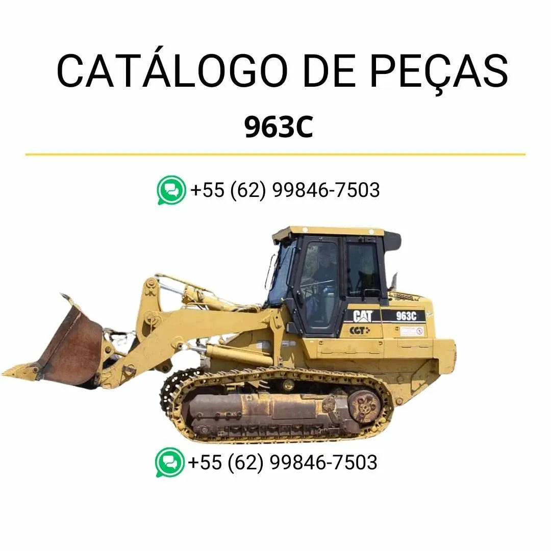 Catálogo de peças Caterpillar 963C em PDF com diagramas técnicos detalhados e lista completa de componentes originais da carregadeira de esteira.