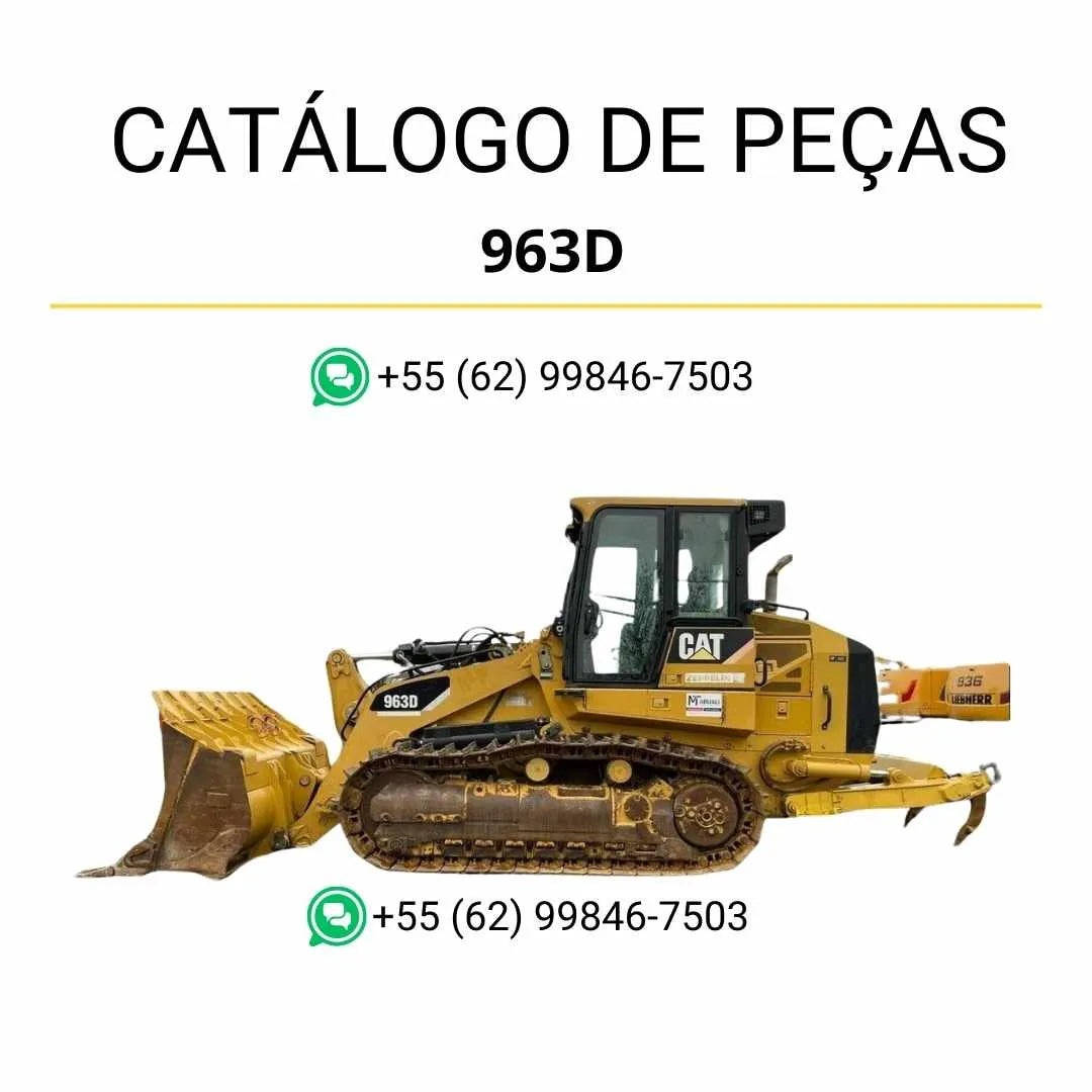 Catálogo de peças Caterpillar 963D em PDF com ilustrações técnicas detalhadas e lista completa de componentes originais da carregadeira de esteira.