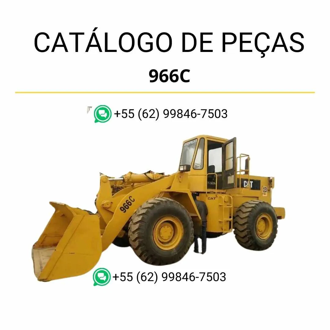 Catálogo de peças Caterpillar 966C em PDF com diagramas ilustrados e lista detalhada de componentes originais da carregadeira de rodas.