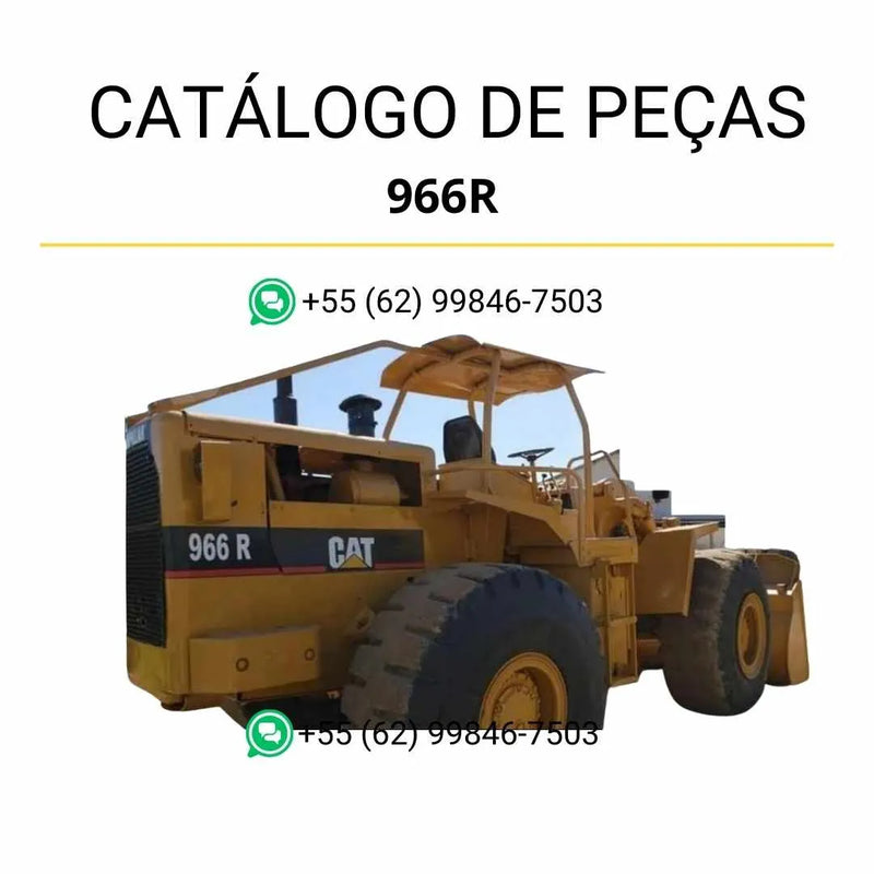 Catálogo de peças Caterpillar 966R em PDF com ilustrações técnicas detalhadas e identificação completa dos componentes da carregadeira de rodas.