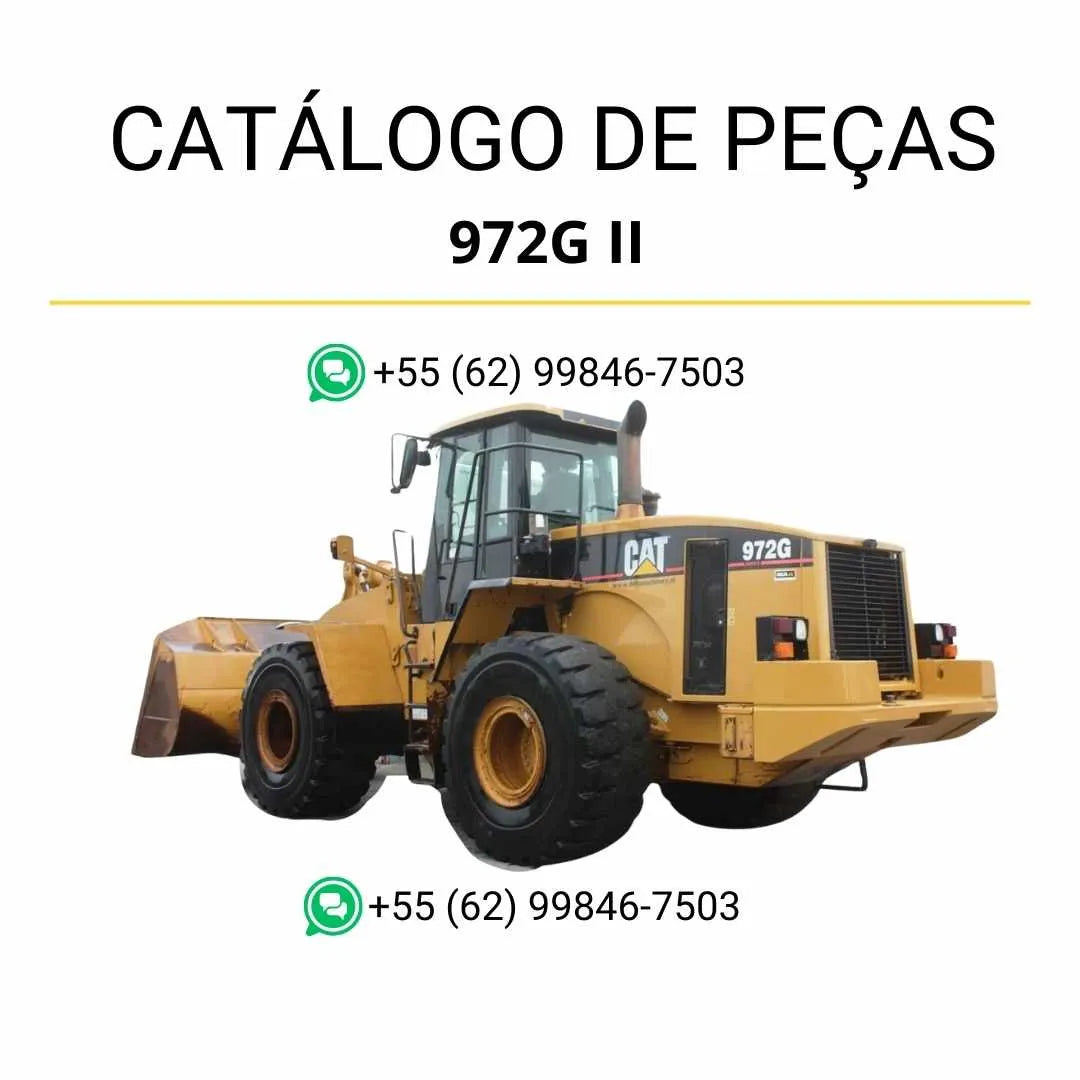 Catálogo de peças Caterpillar 972G II em PDF, com ilustrações técnicas detalhadas e lista completa dos componentes originais da carregadeira de rodas.