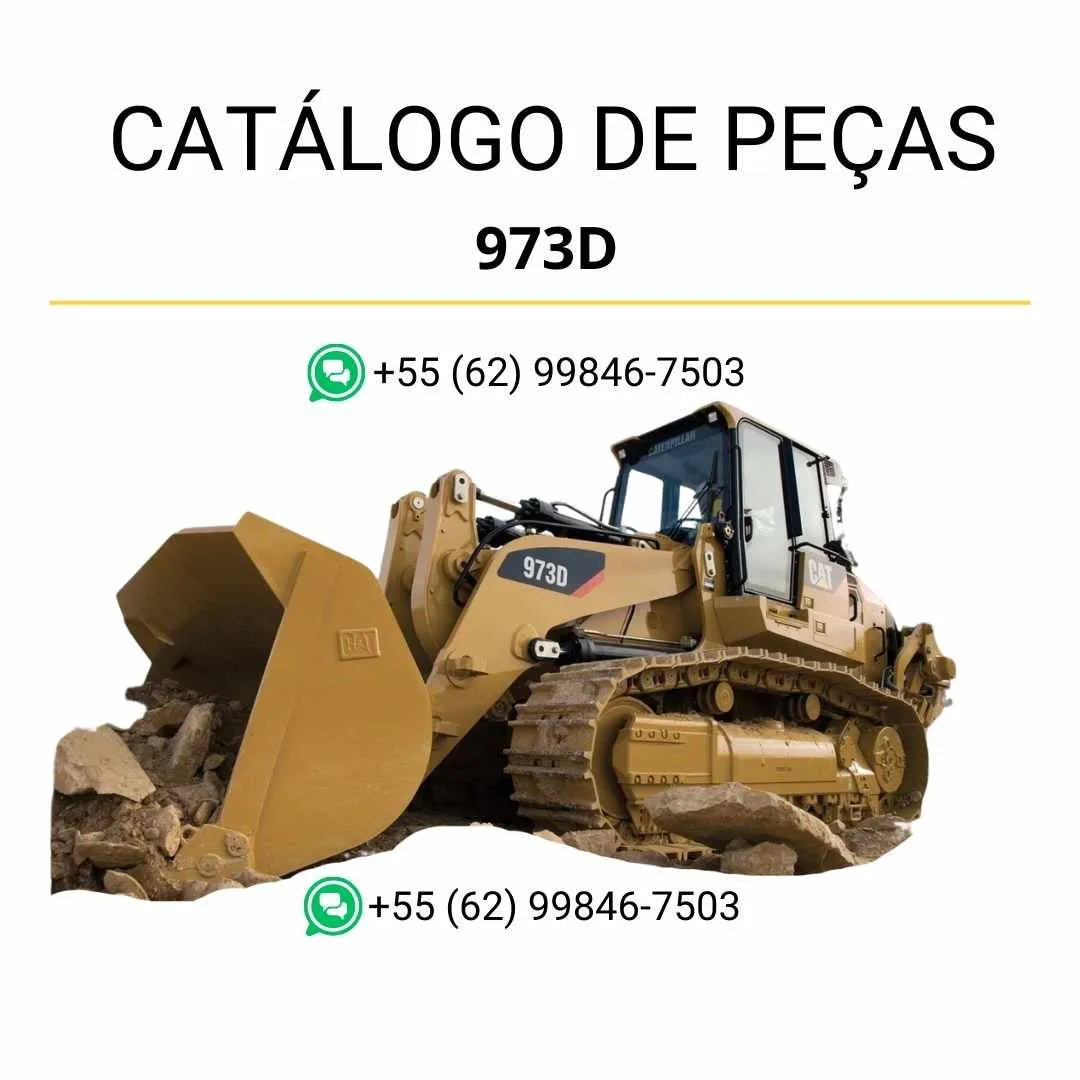 Catálogo de peças Caterpillar 973D em PDF com ilustrações técnicas detalhadas e lista completa de componentes originais da carregadeira de esteira.
