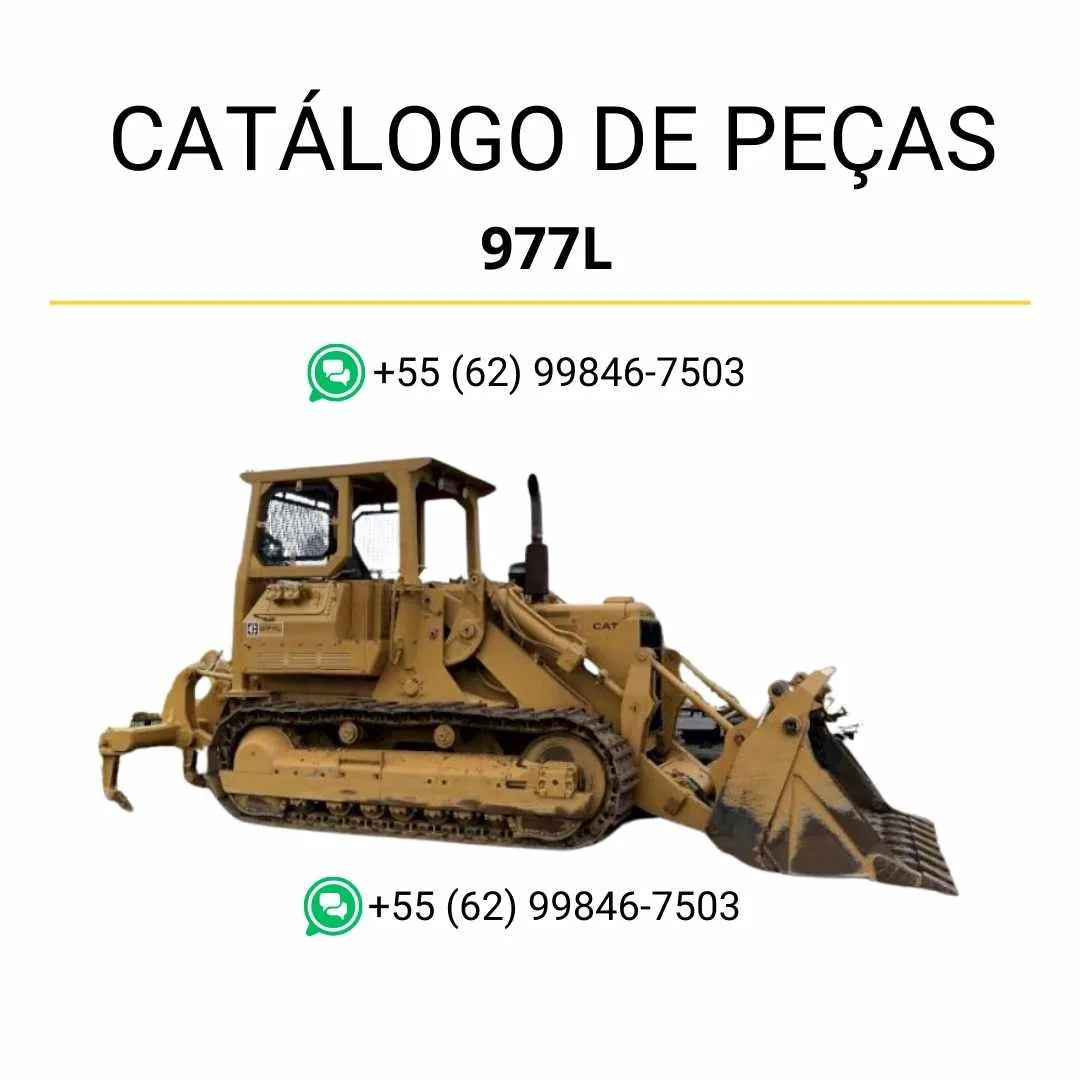 Catálogo de peças Caterpillar 977L em PDF com ilustrações técnicas detalhadas e lista completa de componentes originais da carregadeira de esteira.