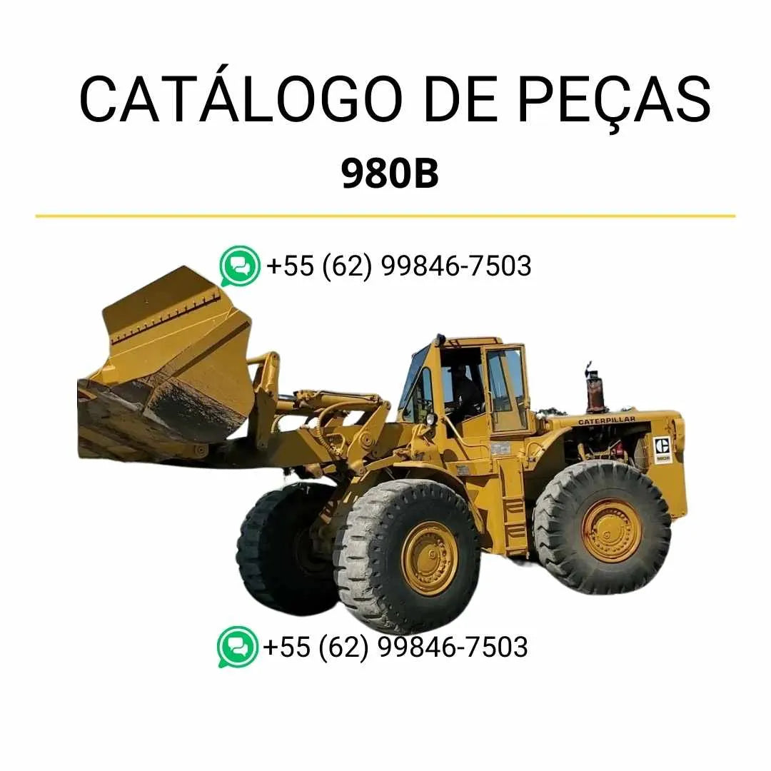 Catálogo de peças Caterpillar 980B em PDF com ilustrações técnicas detalhadas e relação completa de componentes da carregadeira de rodas.
