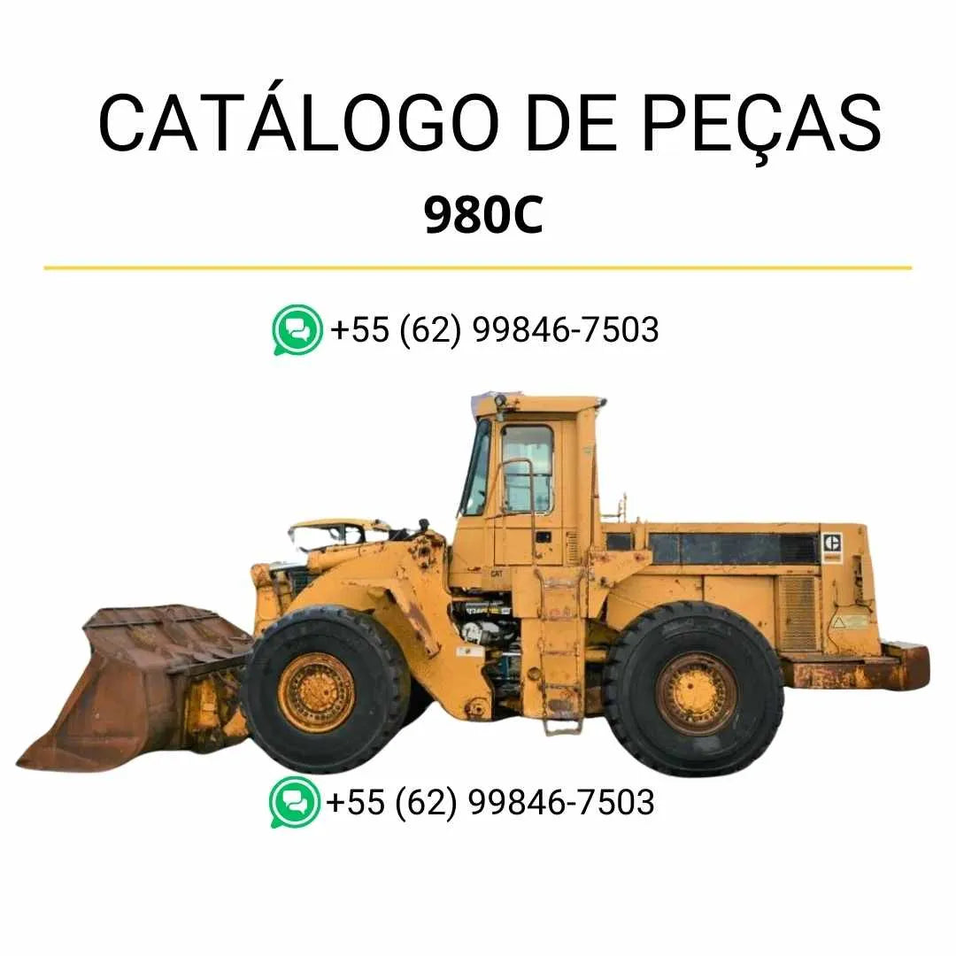 Catálogo de peças Caterpillar 980C em PDF, com diagramas técnicos e lista detalhada de componentes originais da carregadeira de rodas.