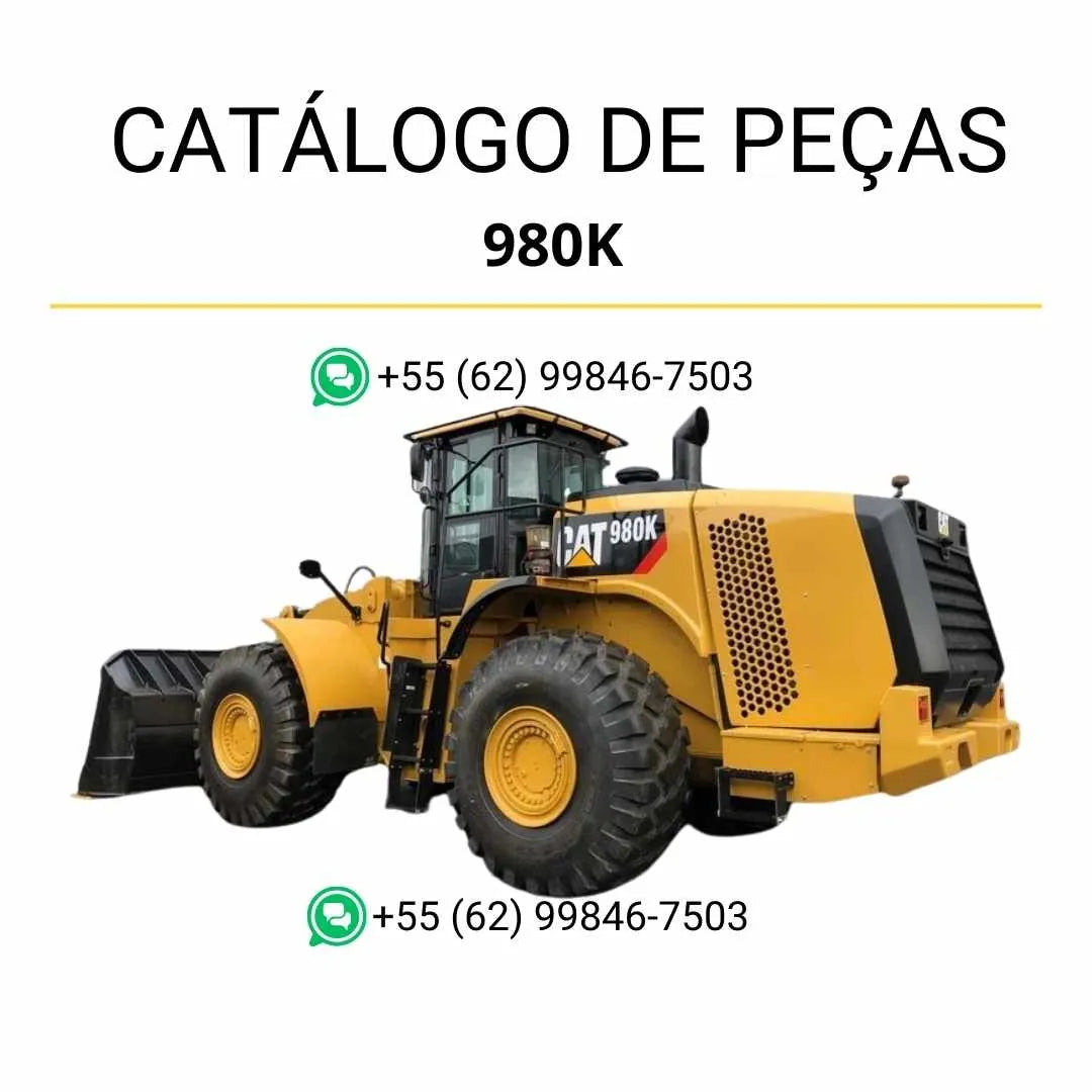 Catálogo de peças Caterpillar 980K em PDF com ilustrações técnicas detalhadas e lista completa de componentes originais da carregadeira de rodas.