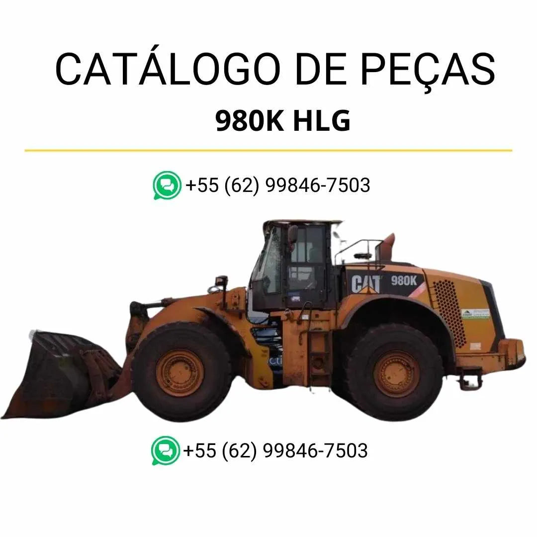 Catálogo de peças Caterpillar 980K HLG em PDF com ilustrações técnicas e relação completa de componentes originais da carregadeira de rodas.