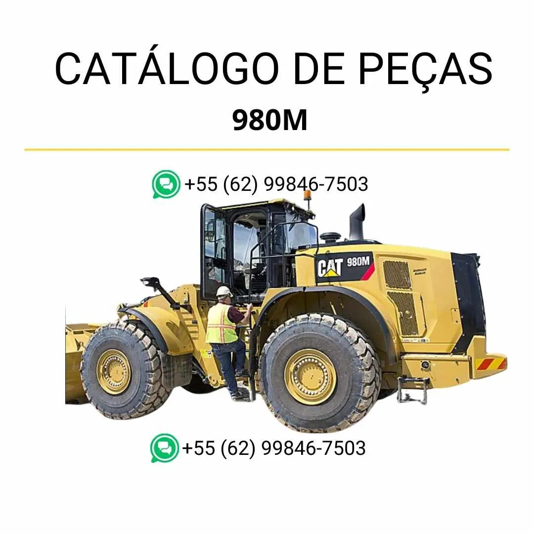 Catálogo de peças Caterpillar 980M em PDF com diagramas técnicos e relação detalhada de componentes originais da carregadeira de rodas.