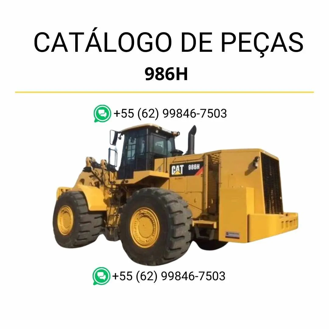 Catálogo de peças Caterpillar 986H em PDF com ilustrações detalhadas e lista completa de componentes originais da carregadeira de rodas.